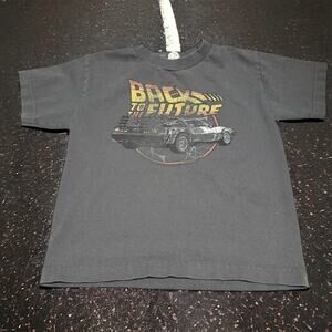 Back to the Future Boys Tee Sz M‎ 5 6 Gray DeLorean Screen Print AlStyle Shirt